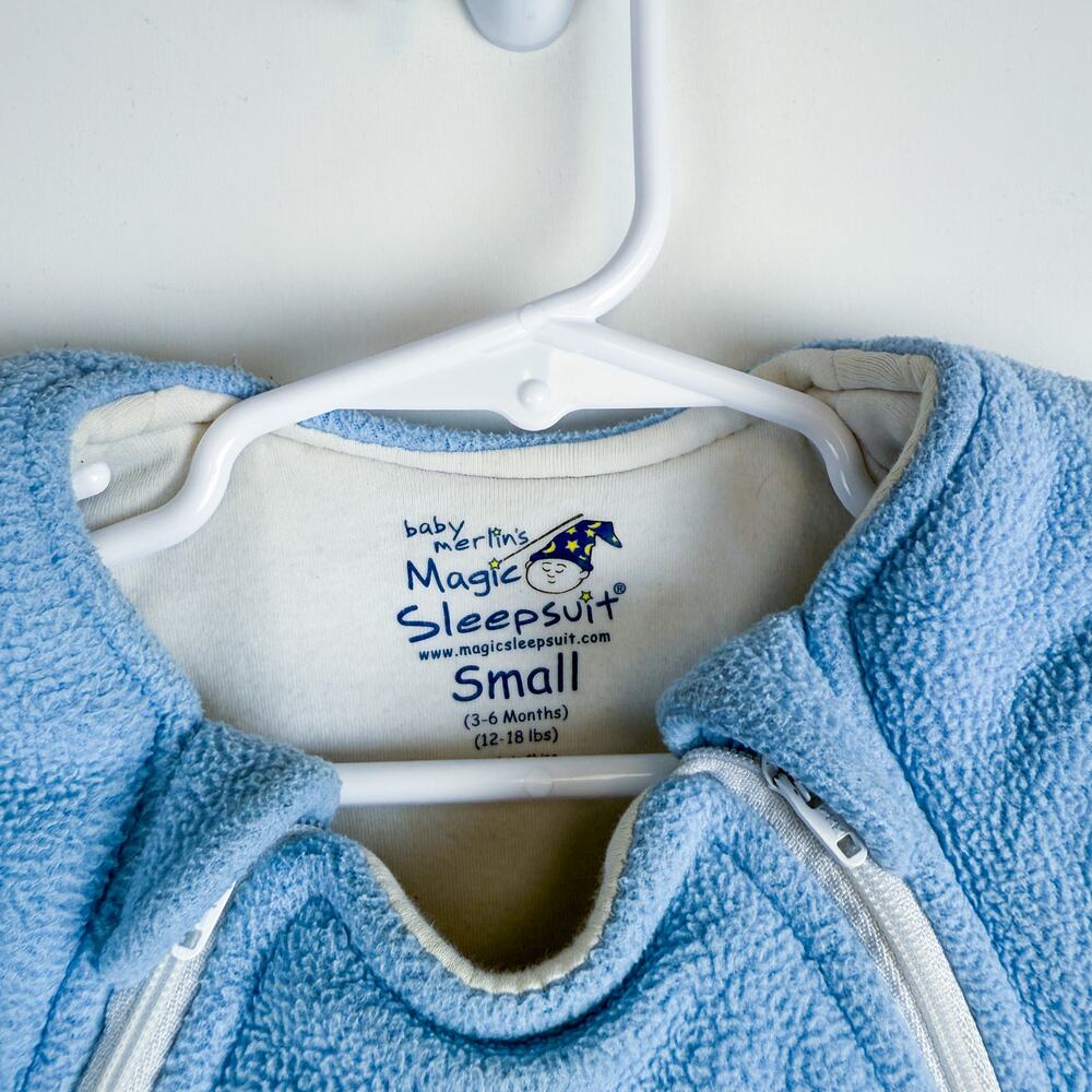 Baby Merlin’s Magic Sleepsuit Blue Fleece - Small 3-6 Months 12-18lbs - Picture 3 of 7